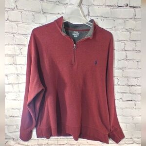 Polo Ralph Lauren 4XB Contrast Collar Zip Up Sweater Burgundy Preppy